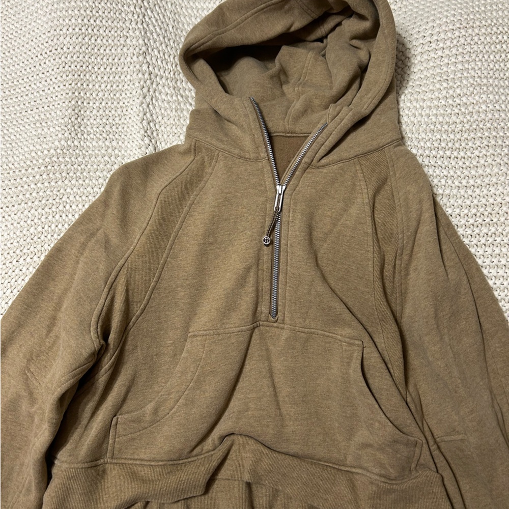 Lululemon oversized half zip scuba hoodie light brown